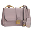 Miu Miu Madras Shoulder Bag Leather Pink Gold Auth 210853A-1