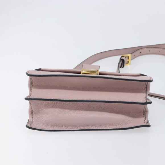 Miu Miu Madras Shoulder Bag Leather Pink Gold Auth 210853A