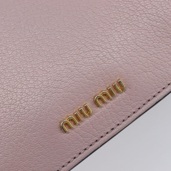 Miu Miu Madras Shoulder Bag Leather Pink Gold Auth 210853A