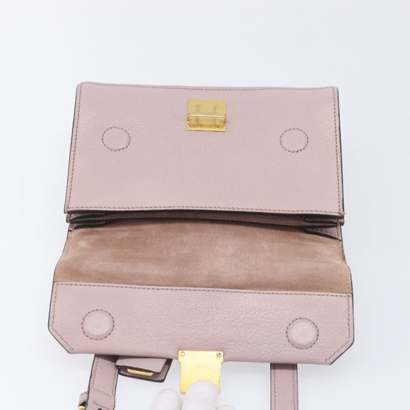 Miu Miu Madras Shoulder Bag Leather Pink Gold Auth 210853A