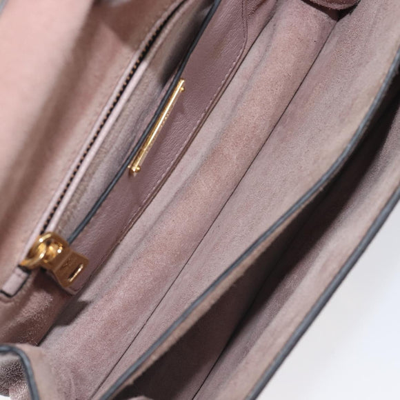 Miu Miu Madras Shoulder Bag Leather Pink Gold Auth 210853A