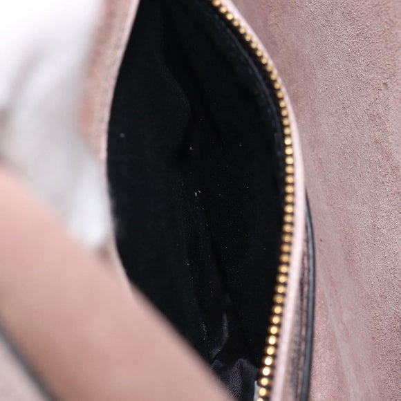 Miu Miu Madras Shoulder Bag Leather Pink Gold Auth 210853A