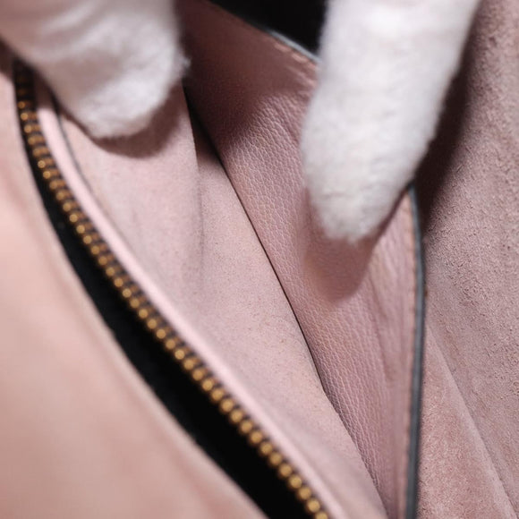 Miu Miu Madras Shoulder Bag Leather Pink Gold Auth 210853A