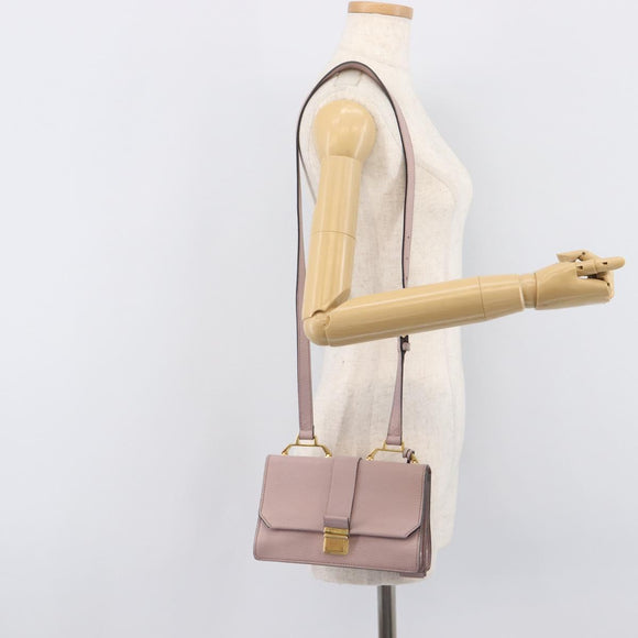 Miu Miu Madras Shoulder Bag Leather Pink Gold Auth 210853A