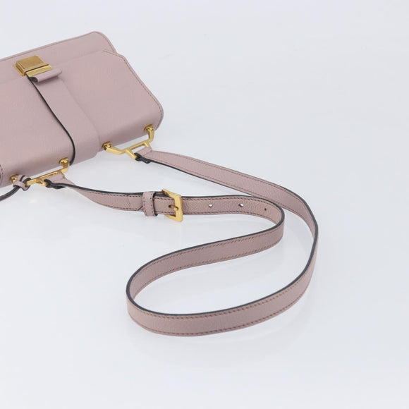 Miu Miu Madras Shoulder Bag Leather Pink Gold Auth 210853A