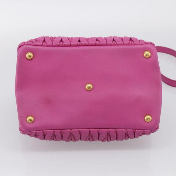 Miu Miu Matelasse Hand Bag Leather 2way Pink Gold Auth 210857A