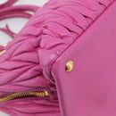 Miu Miu Matelasse Hand Bag Leather 2way Pink Gold Auth 210857A-13