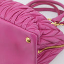 Miu Miu Matelasse Hand Bag Leather 2way Pink Gold Auth 210857A-14