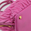 Miu Miu Matelasse Hand Bag Leather 2way Pink Gold Auth 210857A-15