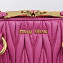 Miu Miu Matelasse Hand Bag Leather 2way Pink Gold Auth 210857A-16