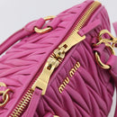 Miu Miu Matelasse Hand Bag Leather 2way Pink Gold Auth 210857A-17