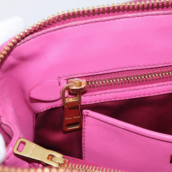 Miu Miu Matelasse Hand Bag Leather 2way Pink Gold Auth 210857A