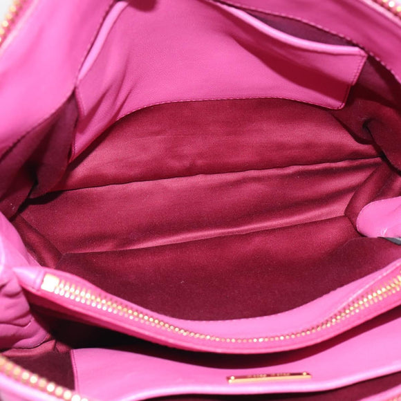 Miu Miu Matelasse Hand Bag Leather 2way Pink Gold Auth 210857A