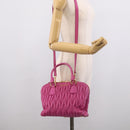 Miu Miu Matelasse Hand Bag Leather 2way Pink Gold Auth 210857A-30