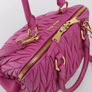 Miu Miu Matelasse Hand Bag Leather 2way Pink Gold Auth 210857A-6
