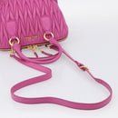Miu Miu Matelasse Hand Bag Leather 2way Pink Gold Auth 210857A-9