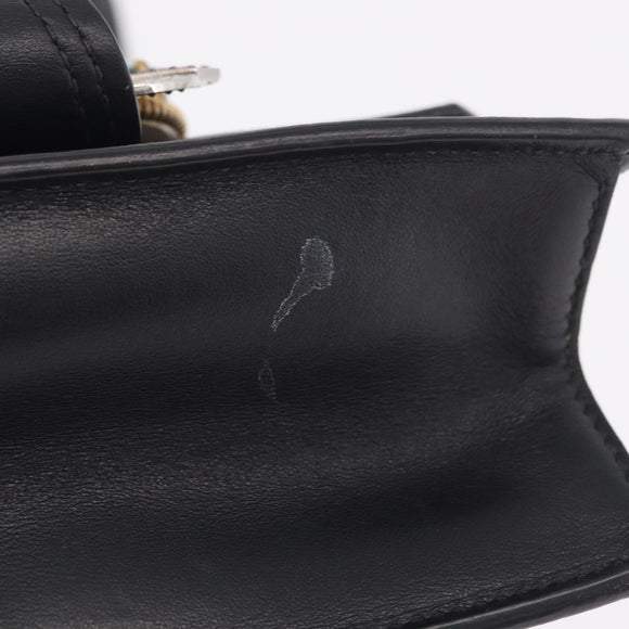 Miu Miu Madras Shoulder Bag Leather Black Gold Auth 210864M