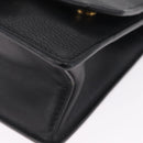 Miu Miu Madras Shoulder Bag Leather Black Gold Auth 210864M-14
