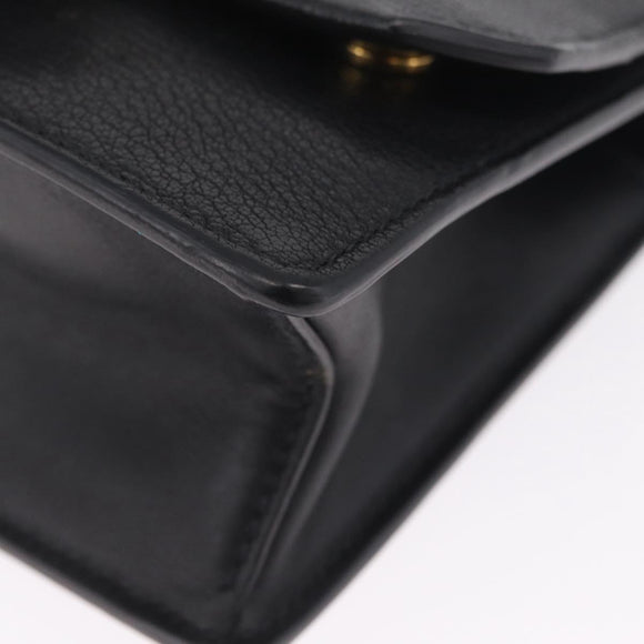 Miu Miu Madras Shoulder Bag Leather Black Gold Auth 210864M