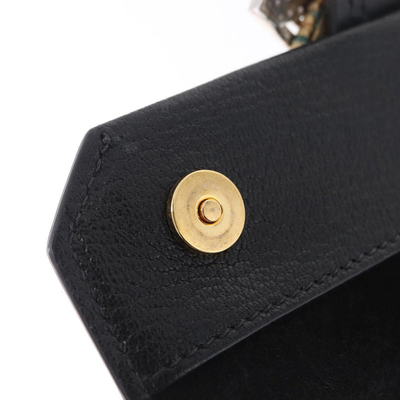 Miu Miu Madras Shoulder Bag Leather Black Gold Auth 210864M
