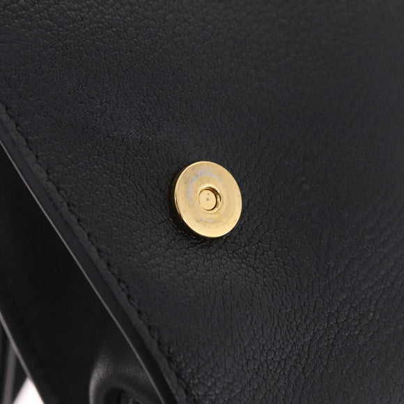 Miu Miu Madras Shoulder Bag Leather Black Gold Auth 210864M