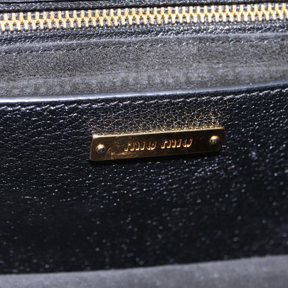 Miu Miu Madras Shoulder Bag Leather Black Gold Auth 210864M