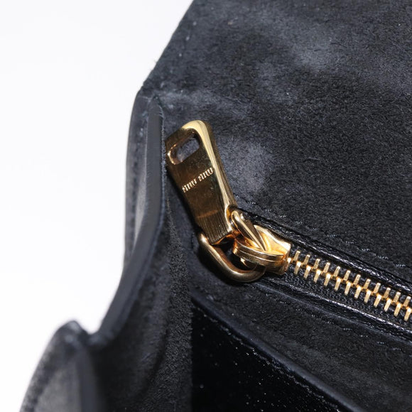 Miu Miu Madras Shoulder Bag Leather Black Gold Auth 210864M