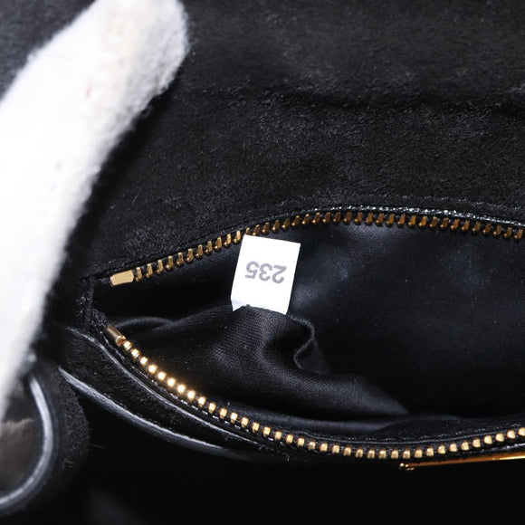 Miu Miu Madras Shoulder Bag Leather Black Gold Auth 210864M