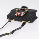 Miu Miu Madras Shoulder Bag Leather Black Gold Auth 210864M-6