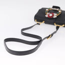 Miu Miu Madras Shoulder Bag Leather Black Gold Auth 210864M-7