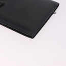 HERMES Bean Long Wallet Leather Black Gold Auth 210865A-11