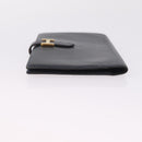 HERMES Bean Long Wallet Leather Black Gold Auth 210865A-4