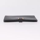 HERMES Bean Long Wallet Leather Black Gold Auth 210865A-7