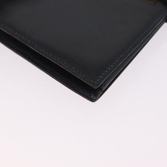 HERMES Bean Long Wallet Leather Black Gold Auth 210865A