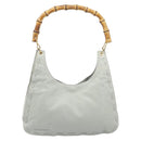 Bottega Veneta Bamboo Shoulder Bag Leather Light Blue Gold Auth 210867A-2
