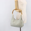 Bottega Veneta Bamboo Shoulder Bag Leather Light Blue Gold Auth 210867A-24