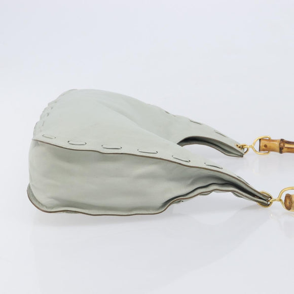 Bottega Veneta Bamboo Shoulder Bag Leather Light Blue Gold Auth 210867A