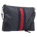 GUCCI GG Supreme Sherry Line Shoulder Bag PVC Black Silver 474139 Auth 210868V-1
