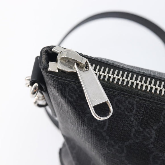 GUCCI GG Supreme Sherry Line Shoulder Bag PVC Black Silver 474139 Auth 210868V