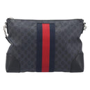 GUCCI GG Supreme Sherry Line Shoulder Bag PVC Black Silver 474139 Auth 210868V-2