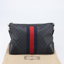 GUCCI GG Supreme Sherry Line Shoulder Bag PVC Black Silver 474139 Auth 210868V-25