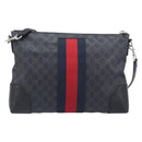 GUCCI GG Supreme Sherry Line Shoulder Bag PVC Black Silver 474139 Auth 210868V-3