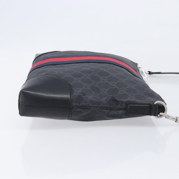 GUCCI GG Supreme Sherry Line Shoulder Bag PVC Black Silver 474139 Auth 210868V