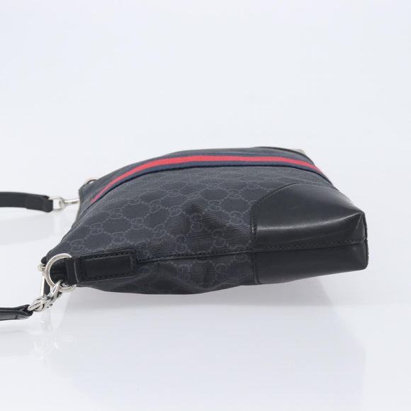 GUCCI GG Supreme Sherry Line Shoulder Bag PVC Black Silver 474139 Auth 210868V