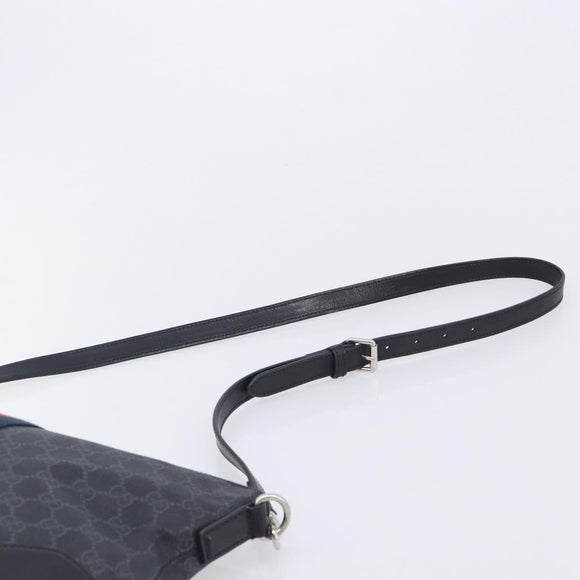 GUCCI GG Supreme Sherry Line Shoulder Bag PVC Black Silver 474139 Auth 210868V