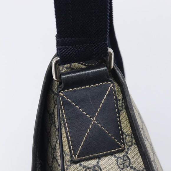 GUCCI GG Supreme Shoulder Bag PVC Navy Silver 201732 Auth 210870A