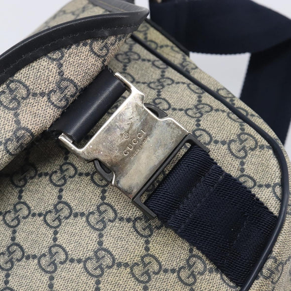 GUCCI GG Supreme Shoulder Bag PVC Navy Silver 201732 Auth 210870A
