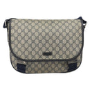 GUCCI GG Supreme Shoulder Bag PVC Navy Silver 201732 Auth 210870A-2