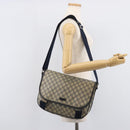 GUCCI GG Supreme Shoulder Bag PVC Navy Silver 201732 Auth 210870A-26