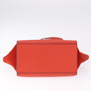 CELINE Trapeze Hand Bag Leather 2way Red Silver Auth 210871A-11